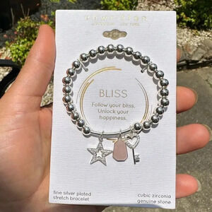 Heart Key&Rose Quartz Charm Bracelet